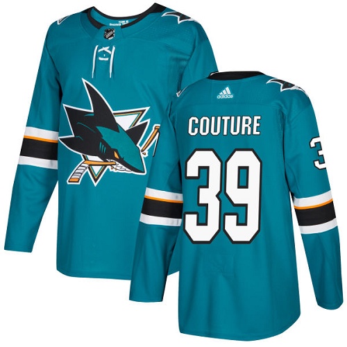 Adidas Men San Jose Sharks #39 Logan Couture Teal Home Authentic Stitched NHL Jersey